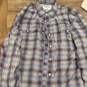 Men's Plaid Shirt - Blue and Brown